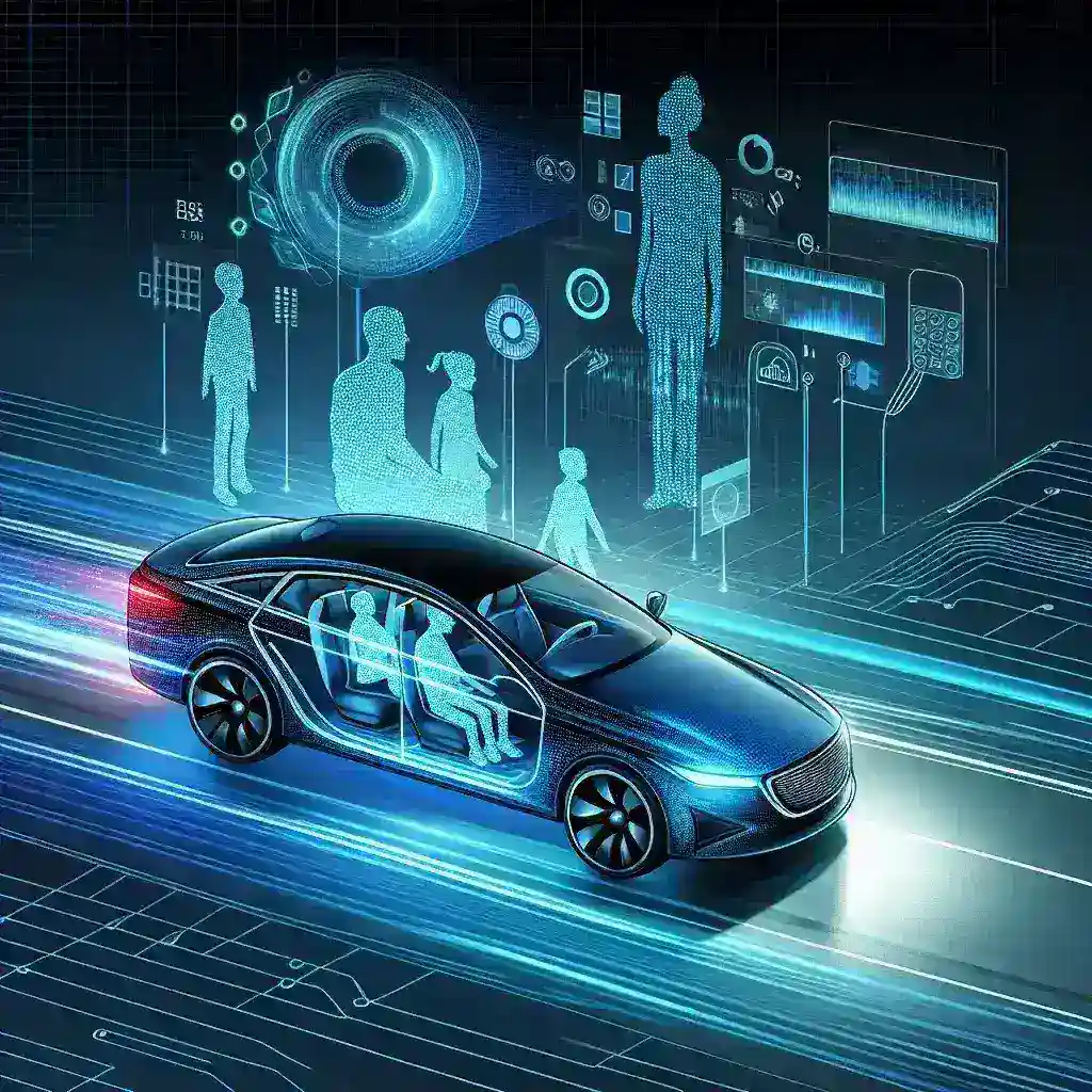 "Tesla vehicle featuring AI-powered adaptive driving profile technology, demonstrating personalized driving settings for U.S. families in an urban environment."