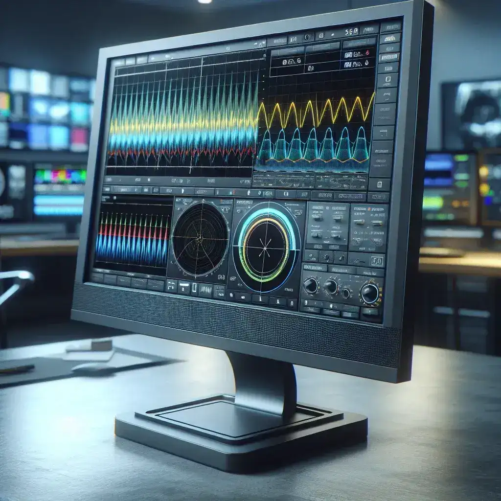 Why do some professional monitors feature built-in waveform monitors and vectorscopes?